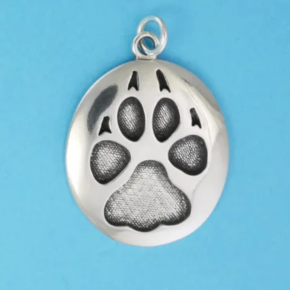 Microsculptures 0768 Dog Paw Print Silver Pendant