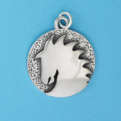 Microsculptures 0780 Sunburst Horse Head Silver Pendant