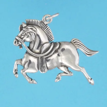 Microsculptures 0831 Persian War Horse Silver Pendant
