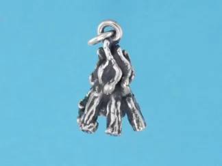 Microsculptures 0865 Tee Pee Camp Fire Silver Charm