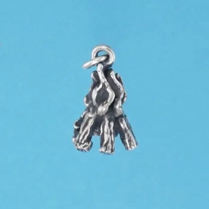 Microsculptures 0865 Tee Pee Camp Fire Silver Charm