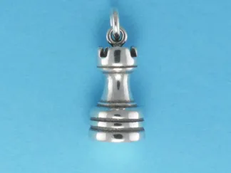 Microsculptures 0875 Rook Chess Piece Silver Charm