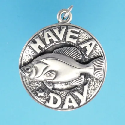Microsculptures 0887 Have A Crappie Day Silver Pendant