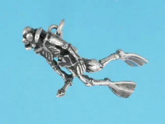 Microsculptures 0890 Scuba Diver Skeleton Silver Charm