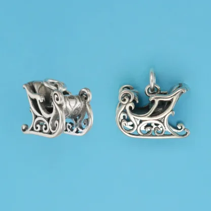 Microsculptures 0893 Sleigh Silver Charm