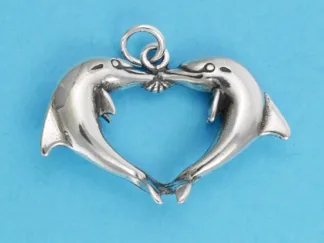 Microsculptures 0897 Dolphin Heart Silver Charm