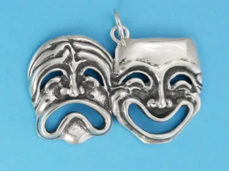 Microsculptures 0913 Comic & Tragic Mask Silver Pendant