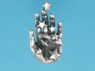 Microsculptures 0919 Hand Holding Heavens Silver Pendant