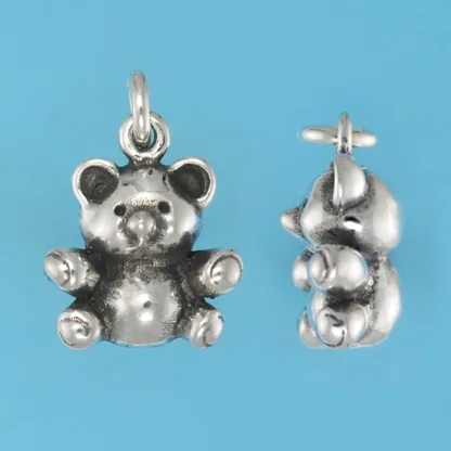 Microsculptures 0920 Teddy Bear Silver Charm