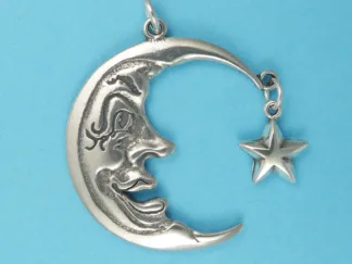 Microsculptures 0930 Moon Face Silver Pendant