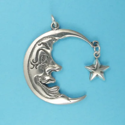 Microsculptures 0930 Moon Face Silver Pendant