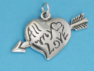 Microsculptures 0942 All My Love Heart Silver Charm