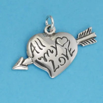 Microsculptures 0942 All My Love Heart Silver Charm