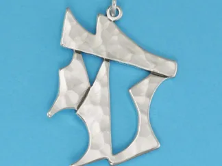 Microsculptures 0095 Hammered Chai Symbol Silver Pendant