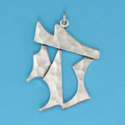 Microsculptures 0095 Hammered Chai Symbol Silver Pendant