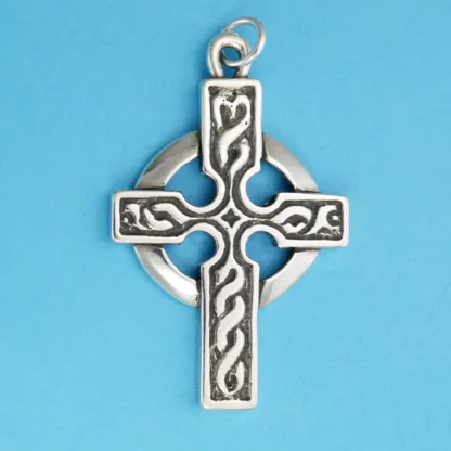 Microsculptures 0965 Detailed Celtic Cross Silver Pendant