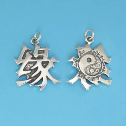 Microsculptures 0993 Yaun Kanji Silver Pendant