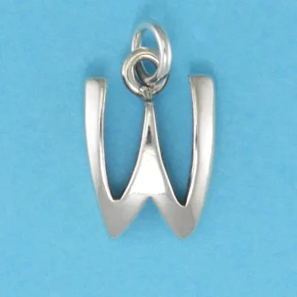 Microsculptures W Letter-W Silver Charm