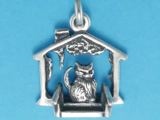 Microsculptures 1023 Cat On the Porch Silver Charm