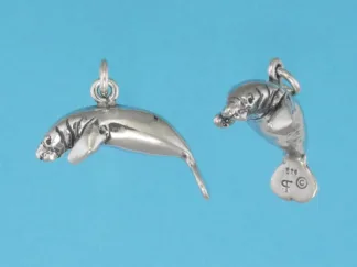Microsculptures 1039 Manatee Silver Charm-Small