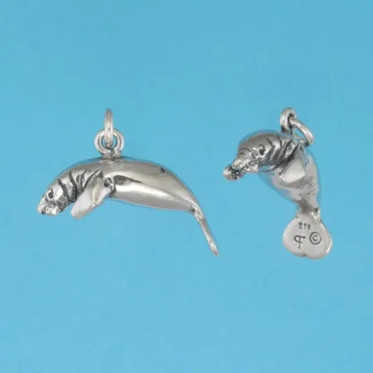 Microsculptures 1039 Manatee Silver Charm-Small