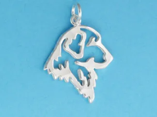 Microsculptures 1042 Golden Retriever Head Silver Pendant