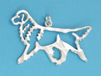 Microsculptures 1045 Gaiting Golden Retriever Silver Pendant
