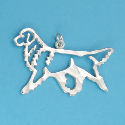 Microsculptures 1045 Gaiting Golden Retriever Silver Pendant