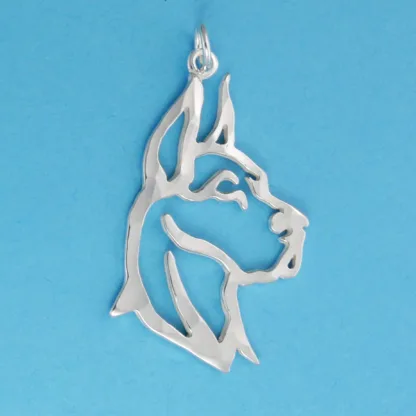 Microsculptures 1082 Great Dane Head Silver Pendant