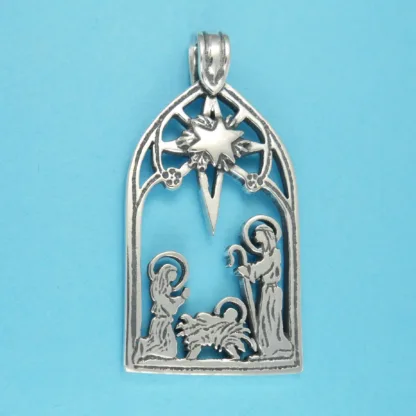 Microsculptures 1107 Nativity Scene Silver Pendant