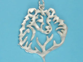 Microsculptures 1108 Rough Collie Head Silver Pendant
