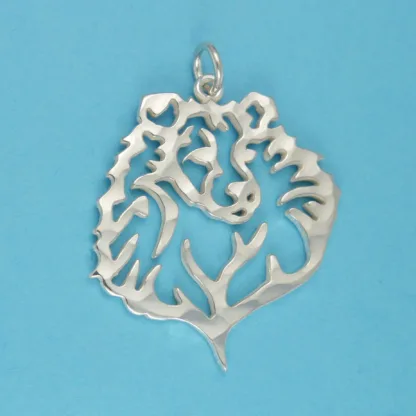 Microsculptures 1108 Rough Collie Head Silver Pendant