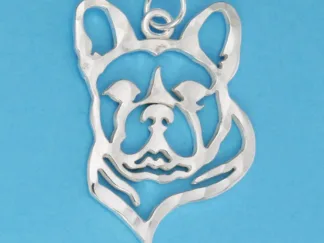 Microsculptures 1110 French Bulldog Head Silver Pendant