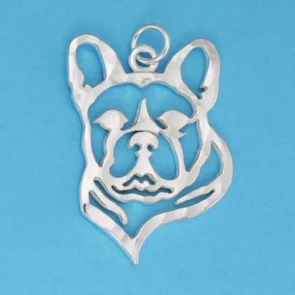 Microsculptures 1110 French Bulldog Head Silver Pendant