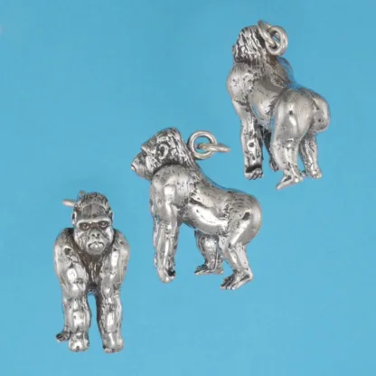 Microsculptures 1121 Gorilla Silver Pendant