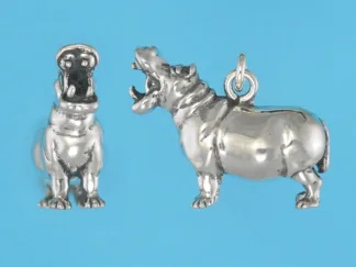Microsculptures 1129 Hippopotamus Silver Pendant