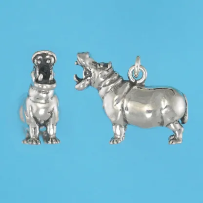 Microsculptures 1129 Hippopotamus Silver Pendant