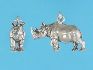 Microsculptures 1130 Black Rhinoceros Silver Pendant