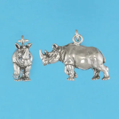 Microsculptures 1130 Black Rhinoceros Silver Pendant