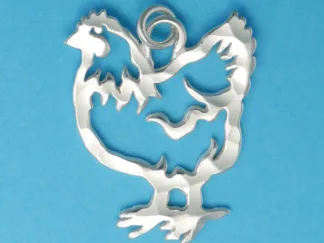 Microsculptures 1132 Chicken Silver Pendant