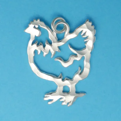 Microsculptures 1132 Chicken Silver Pendant