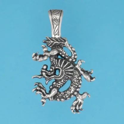 Microsculptures 1136 Chinese Dragon Silver Pendant