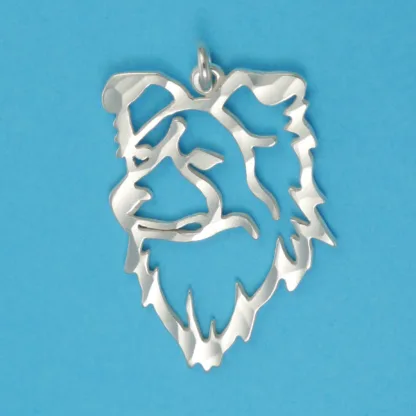 Microsculptures 1158 Border Collie Head Silver Pendant