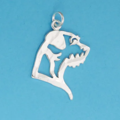 Microsculptures 1161 Border Terrier Head Silver Charm
