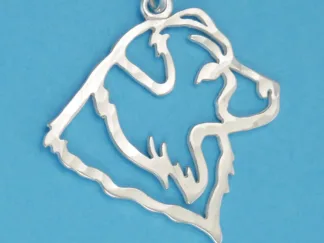 Microsculptures 1166 Australian Shepherd Head Silver Pendant