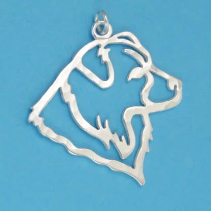 Microsculptures 1166 Australian Shepherd Head Silver Pendant