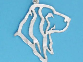 Microsculptures 1176 Basset Hound Head Silver Pendant