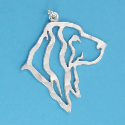 Microsculptures 1176 Basset Hound Head Silver Pendant
