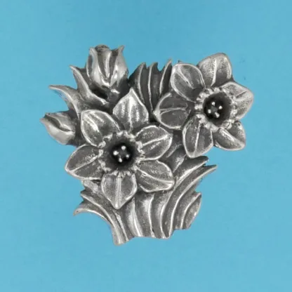 Microsculptures 1186 Daffodil Blossoms Silver Pendant