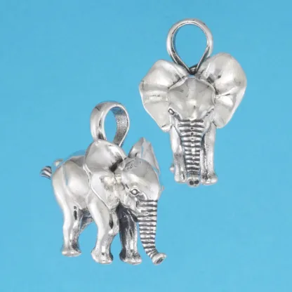 Microsculptures 1196 Baby Elephant Silver Pendant